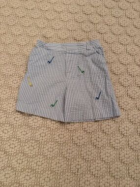 Florence Eiseman Seersucker Shorts with Golf Embroidery